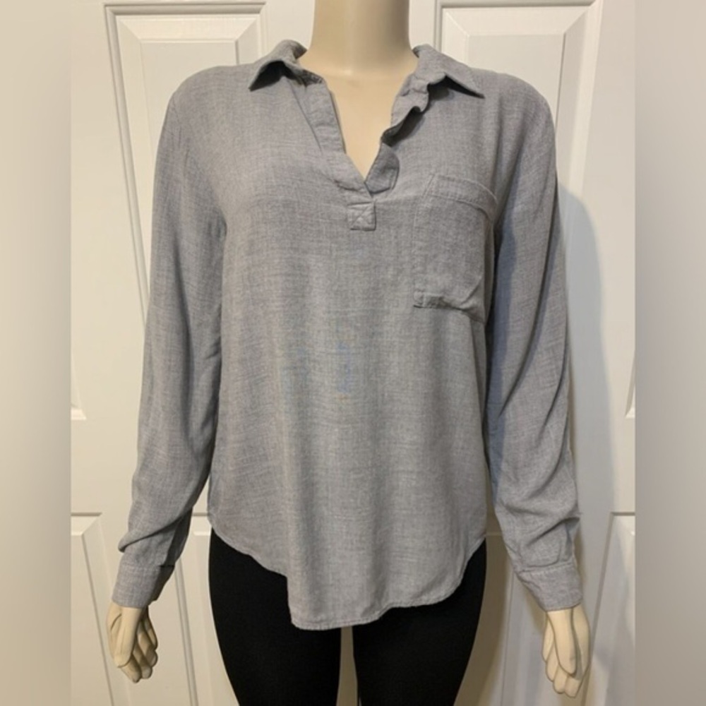 Cloth & Stone - Heather Grey Long Sleeve Blouse Chic Staple Item - EUC - small